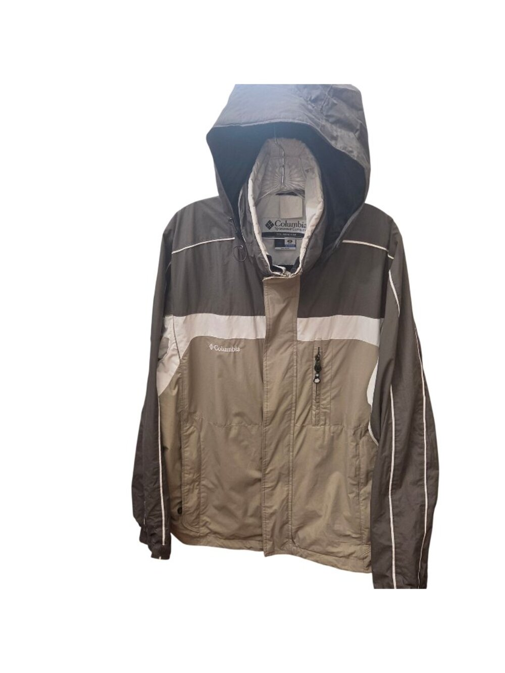 Columbia Mens Waterproof Hooded Jacket Beige & Brown Size M